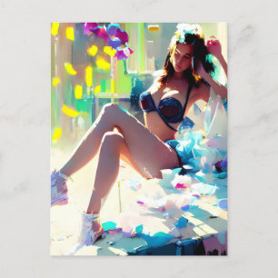 Poolside på Klubben fantasykonst Postcard Vykort