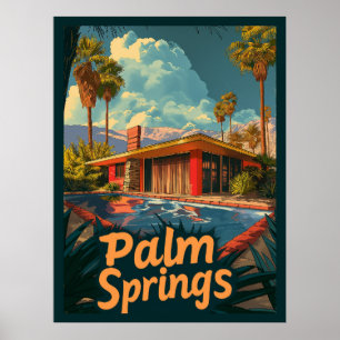 Poolside Paradise: a Retro Handflatan Vår Poster