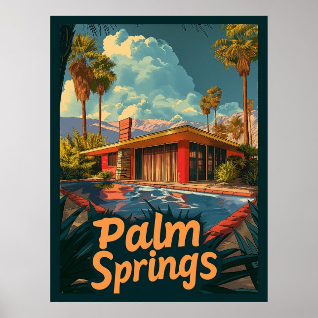 Poolside Paradise: a Retro Handflatan Vår Poster (Framsidan)