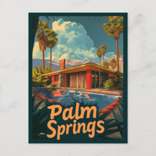 Poolside Paradise: a Retro Handflatan Vår Vykort