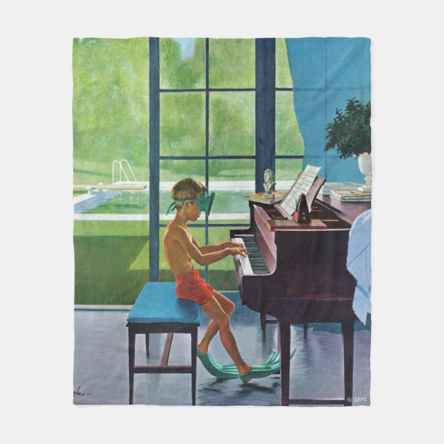Poolside Piano Practice Fleecefilt (Framsidan)