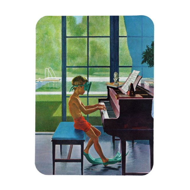 Poolside Piano Practice Magnet (Vertikal)