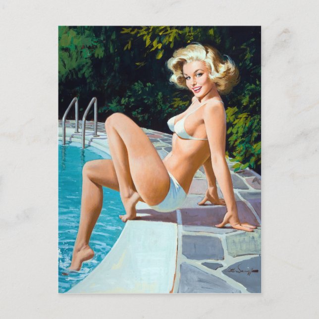 Poolside Pin Up Vykort (Framsida)
