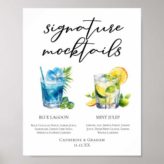 Poolside Signatur Mocktails Sommarmeny Poster (Framsidan)