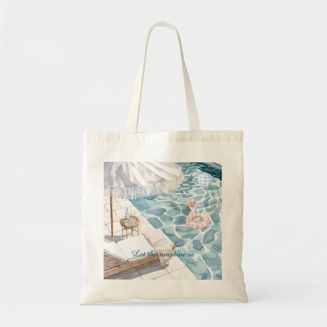 Poolside Umbrella Pink Flamingo Float Ball Tygkasse (Framsidan)