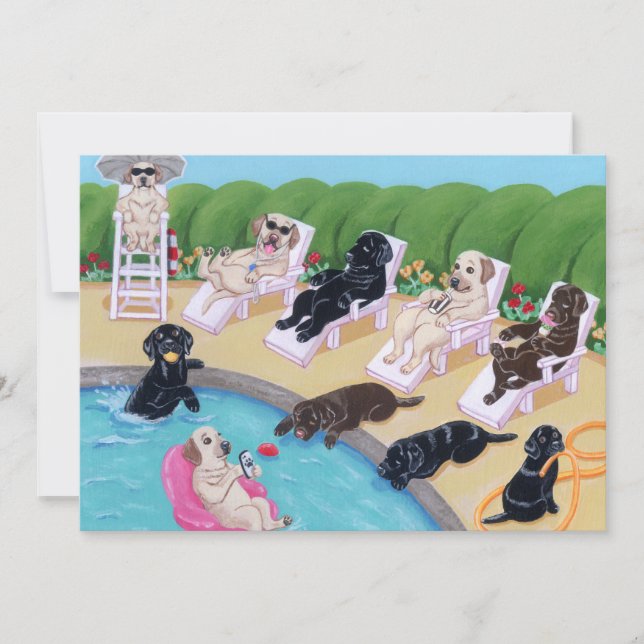 PoolsidepartyLabradors målning Inbjudningar (Framsida)