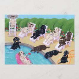 PoolsidepartyLabradors målning Inbjudningar