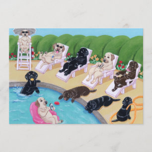 PoolsidepartyLabradors målning Inbjudningar