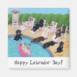 PoolsidepartyLabradors målning Magnet
