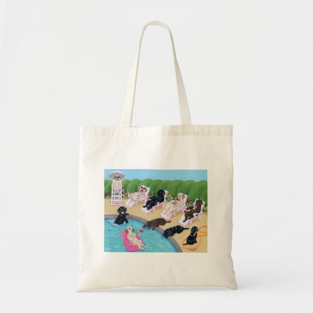 PoolsidepartyLabradors målning Tygkasse (Framsidan)