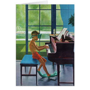 Poolsidepianot övar hälsningskort