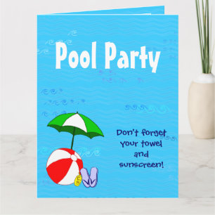 Pooltema Anpassade Festinbjudelser Kort