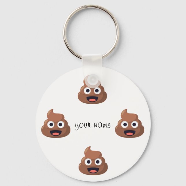 Poop Emoji Ansikte och ditt namn här" Nyckelring (Framsida)