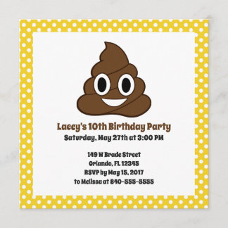 Poop Emoji Birthday-inbjudan Inbjudningar