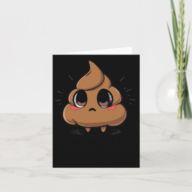 Poop Emoji Chibi Sticker Kort (Framsida)