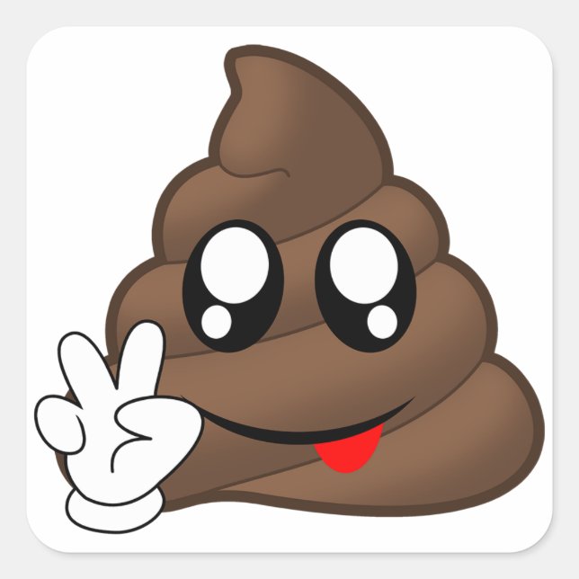Poop Emoji Fredstecken Händer Fyrkantigt Klistermärke (Framsida)