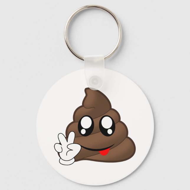 Poop Emoji Fredstecken Händer Nyckelring (Framsida)