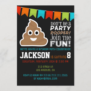 Poop Emoji Funny Boys Födelsedagsfest inbjudan