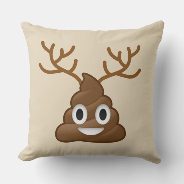 Poop Emoji med horn på kronhjort Kudde (Framsida)