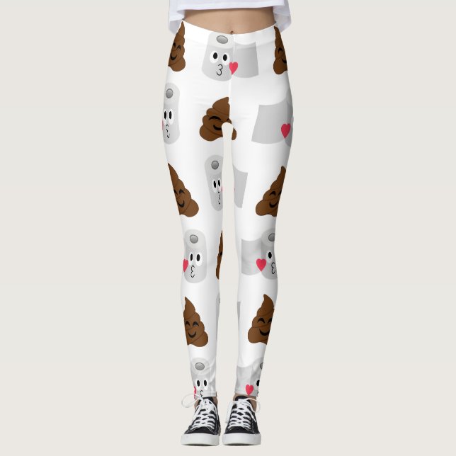 poop-emoji- och toalettpapper leggings (Framsida)