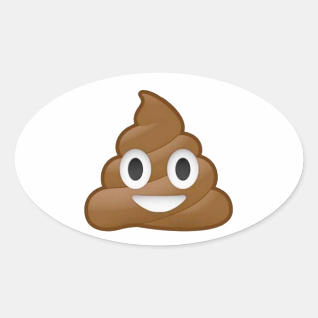 Poop emoji ovalt klistermärke (Framsida)
