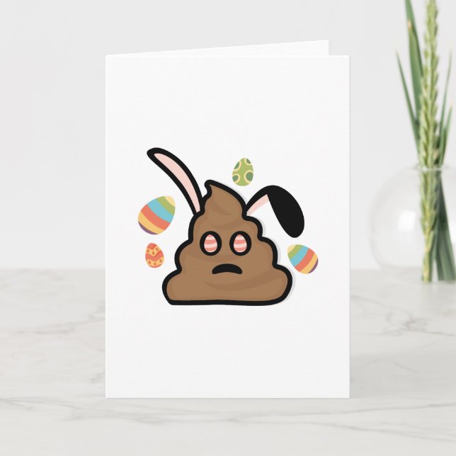 Poop Emoji Påskhare Öron Funny Helgkort (Framsida)