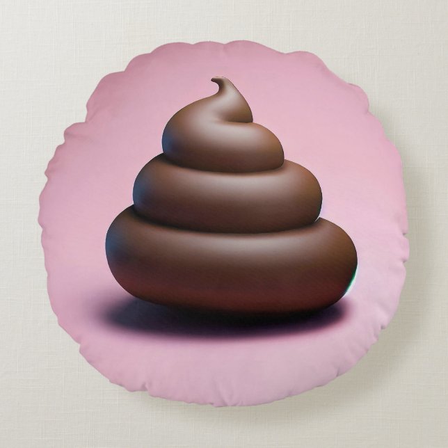 Poop Emoji Rund Kudde (Framsidan)