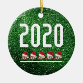 Poop Emoji Santa Grönt Glitter 2020 Suck-jul Julgransprydnad Keramik