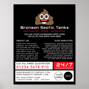 Poop Emoji, Septic Company, Septic Ingenjör Advert Poster