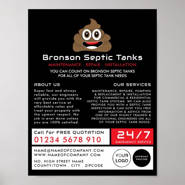 Poop Emoji, Septic Company, Septic Ingenjör Advert Poster (Framsidan)