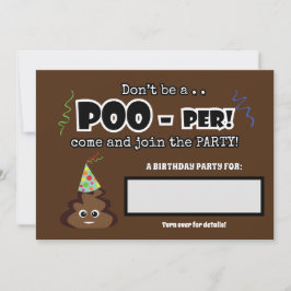 PoOP emoji söta, roliga födelsedagsfester Inbjudningar
