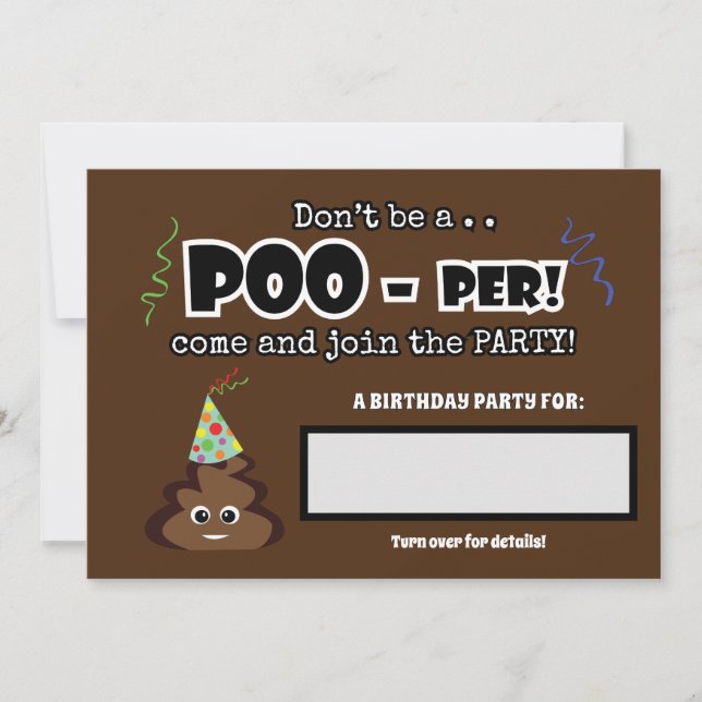 PoOP emoji söta, roliga födelsedagsfester Inbjudningar (Framsida)