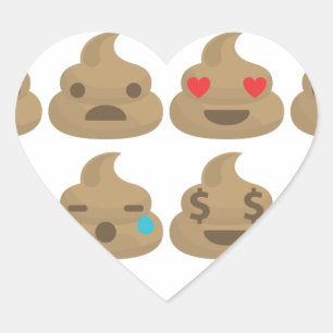 poop emojis hjärtformat klistermärke