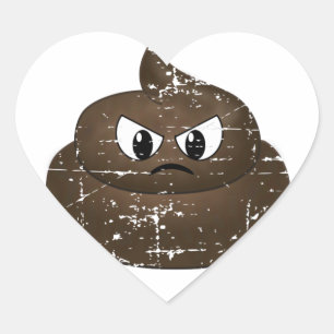 Poop för Tecknad av stressad Arg Hjärtformat Klistermärke