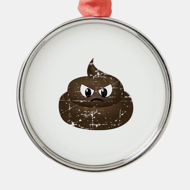 Poop för Tecknad av stressad Arg Julgransprydnad Metall (Framsidan)
