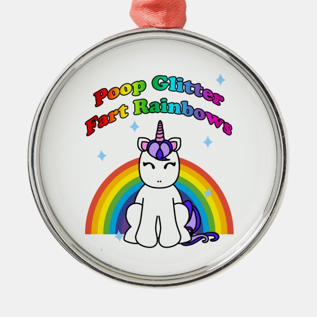 Poop Glitter Fart Rainbows Julgransprydnad Metall (Framsidan)