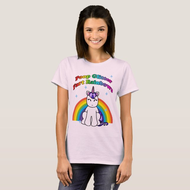 Poop Glitter Fart Rainbows T Shirt (Hel framsida)