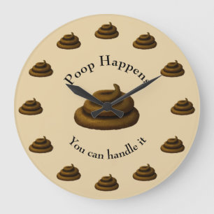 "Poop Happens" Anpassade Philosophy Humous Stor Klocka