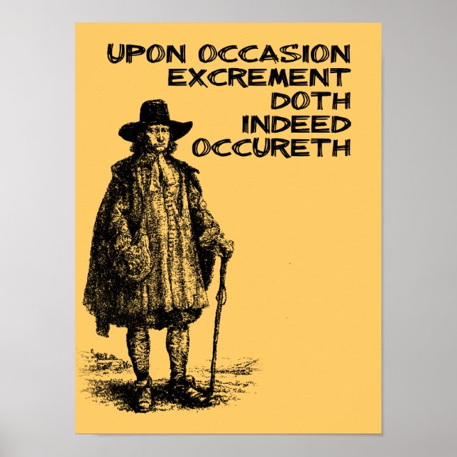 Poop Happens Funny Poster Sign (Framsidan)