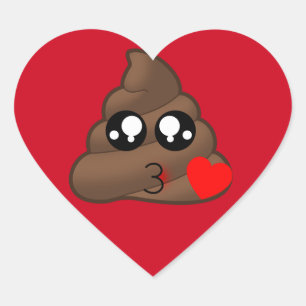 Poop Heart Kärlek Emoji Hjärtformat Klistermärke