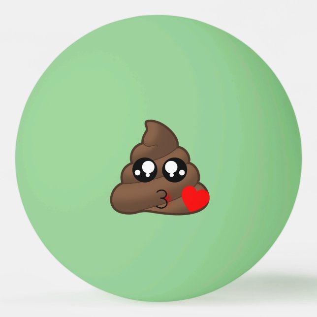 Poop Heart Kärlek Emoji Pingisboll (Framsidan)