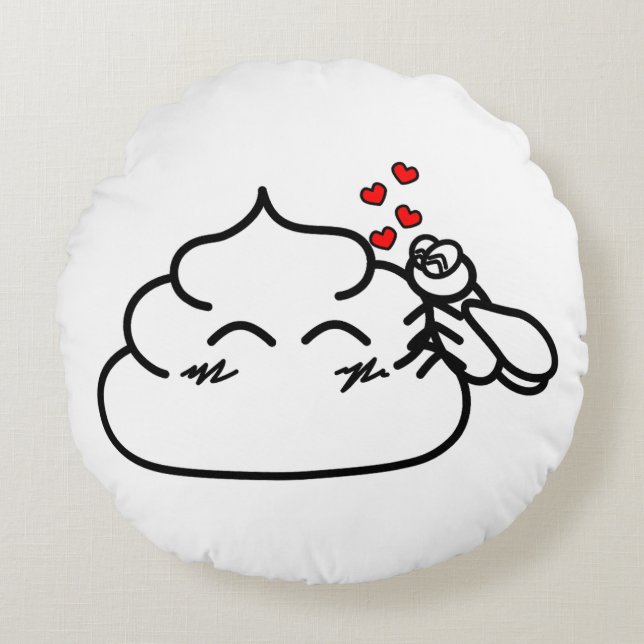 Poop i Kärlek - Brootsch i Poo Poo Rund Kudde (Framsidan)