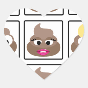 Poop Many Ansikte Hjärtformat Klistermärke