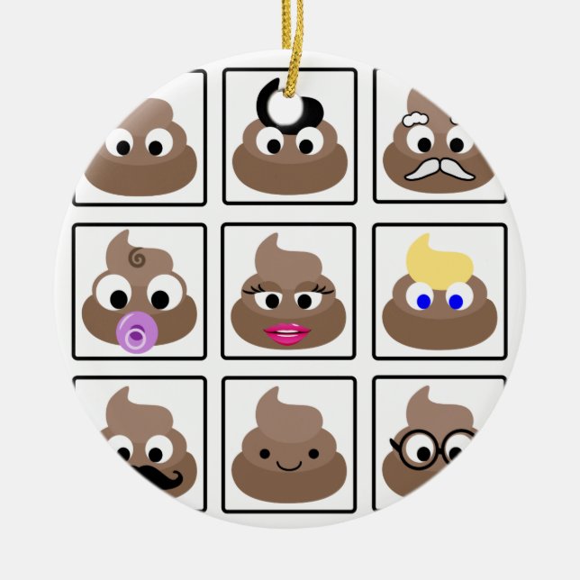 Poop Many Ansikte Julgransprydnad Keramik (Framsidan)