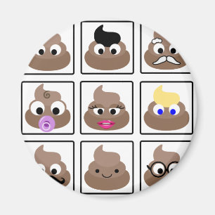 Poop Many Ansikte Magnet