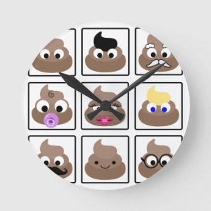 Poop Many Ansikte Rund Klocka