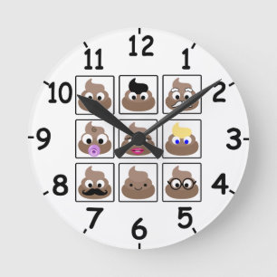 Poop Many Ansikte Rund Klocka