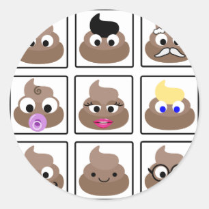 Poop Many Ansikte Runt Klistermärke