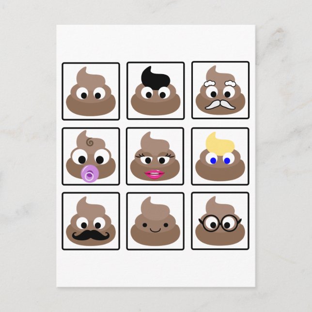 Poop Many Ansikte Vykort (Framsida)