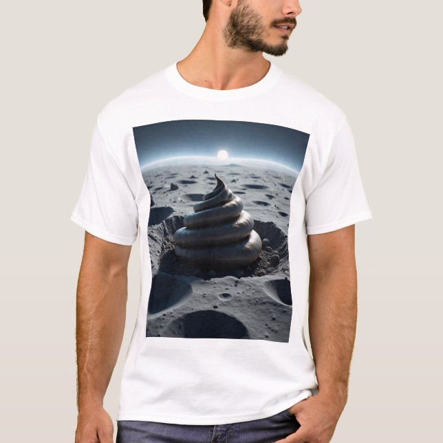 poop on the moon t shirt (Framsida)